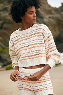 Пуловер LSPACE Pismo с длинными рукавами пляжный, белый/оранжевый L*Space