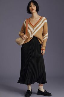 Пуловер Maeve с глубоким вырезом, коричневый/белый