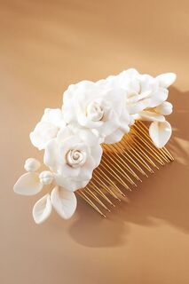 Расческа для волос Twigs &amp; Honey ручной работы с изображением розы, светло-серый
