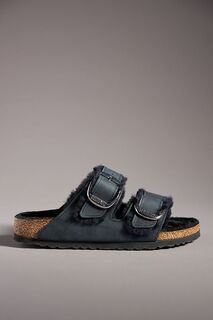 Сандали с большой пряжкой Birkenstock Arizona из овчины, черный