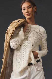 Удлиненный свитер с боковыми разрезами Pilcro и рваной строчкой, цвет eggnog