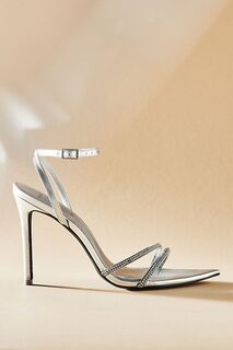 Туфли замшевые на каблуках Studio Ace с эффектом металлик, серебряный