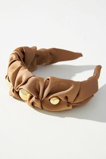 Ободок широкий Scrunch на голову с жемчугом, коричневый Anthropologie