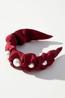 Ободок широкий Scrunch на голову с жемчугом, красный Anthropologie