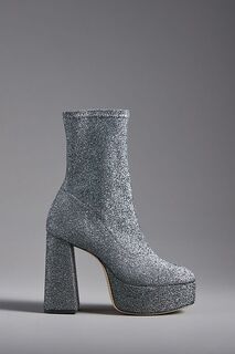 Ботинки блестящие Larroudé Dolly на широком каблуке, серебряный Larroude