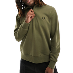 Свитшот Fred Perry Quarter Zip With Knitted Detail, зеленый