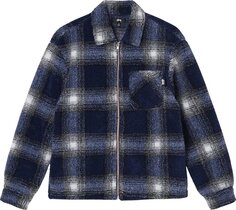 Рубашка Stussy Shadoplaid Sherpa Zip Shirt &apos;Navy&apos;, синий