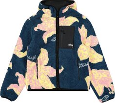 Куртка Stussy Floral Sherpa Hood Jacket &apos;Dark Teal&apos;, синий