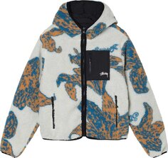 Куртка Stussy Floral Sherpa Hood Jacket &apos;Bone&apos;, кремовый