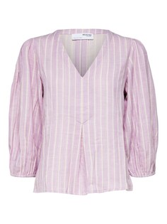 Блузка Selected, светло-розовый/белый