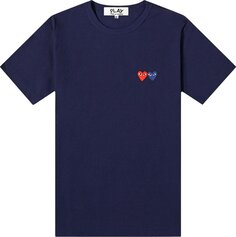 Футболка Comme des Garçons PLAY Navy &amp; Red Double Heart T-Shirt &apos;Navy&apos;, синий
