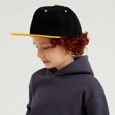 Бейсболка с прямым козырьком для мальчика minaku, размер 56, цвет черный/желтый