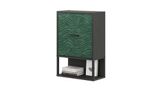 Шкаф навесной Lothar, цвет: Черный Графит + Печать Зеленая волна Home