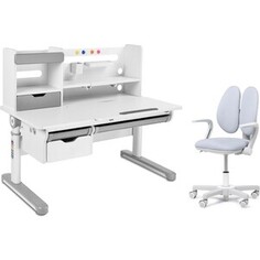 FunDesk Комплект парта Pensare grey + кресло Mente grey с подлокотниками