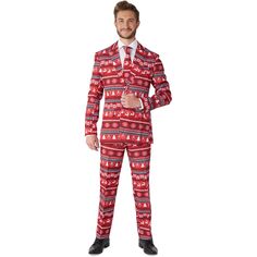 Мужской рождественский костюм Suitmeister Nordic Pixel, красный