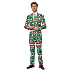 Мужской костюм Suitmeister Christmas Green в скандинавском стиле, зеленый
