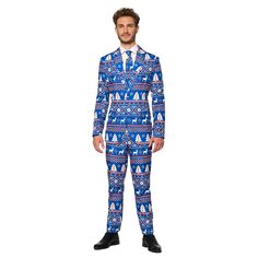 Мужской костюм Suitmeister Christmas Blue в скандинавском стиле, голубой