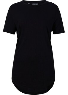 Длинная рубашка из экологически чистой вискозы с закругленным краем Bpc Bonprix Collection, черный