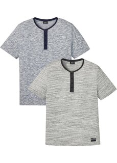 Футболка henley (2 шт) Bpc Bonprix Collection, серый