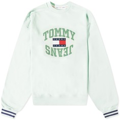 Tommy Jeans Свитшот с круглым вырезом и арочным логотипом, мятный