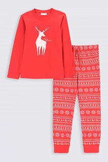 Пижама для девочки Coccodrillo красный хлопок с длинными рукавами