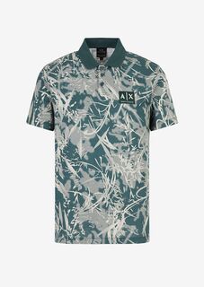 Рубашка-поло из органического джерси с принтом в виде полей и хлопка Armani Exchange, узор