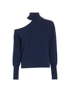 Кашемировый свитер с высоким воротником и вырезом на плече NAADAM, синий
