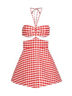Мини-платье Swim в мелкую клетку с вырезами Rosie Assoulin, красный