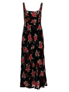 Бархатное платье-миди Benedict с цветочным принтом Rixo, черный