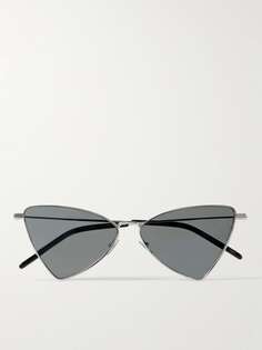 Серебристые солнцезащитные очки в треугольной оправе SAINT LAURENT EYEWEAR, серебро