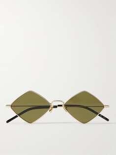 Золотистые солнцезащитные очки в квадратной оправе SAINT LAURENT EYEWEAR, золотой