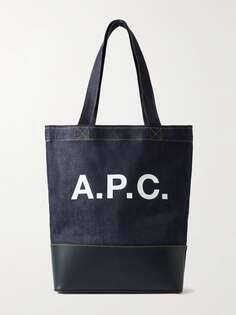Сумка-тоут Axel из джинсовой ткани и кожи с логотипом A.P.C., синий