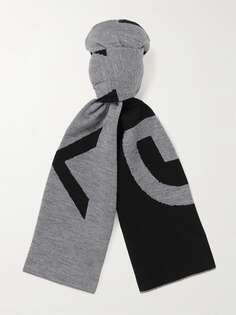 Шерстяной жаккардовый шарф с логотипом Muffler GIVENCHY, серый