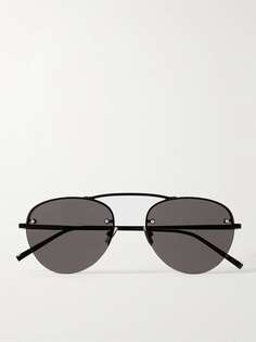 Металлические солнцезащитные очки в стиле авиаторов SAINT LAURENT EYEWEAR, черный
