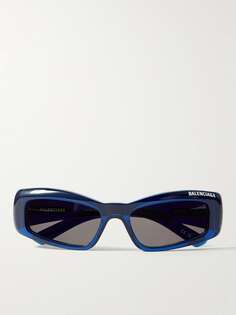 Солнцезащитные очки в прямоугольной оправе из ацетата с принтом логотипа Balenciaga, синий