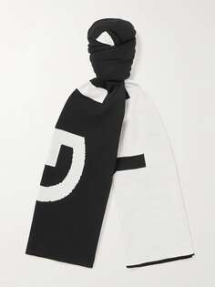 Шерстяной жаккардовый шарф с логотипом Muffler GIVENCHY, черный