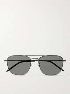 Серебристые солнцезащитные очки в квадратной оправе SAINT LAURENT EYEWEAR, серебро