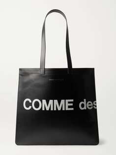 Кожаная большая сумка с логотипом COMME DES GARÇONS, черный