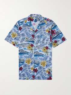 Рубашка из хлопка с принтом Venice Camp-Collar MASSIMO ALBA, синий