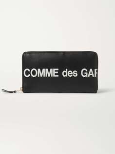 Кожаный кошелек на молнии с логотипом COMME DES GARÇONS, черный