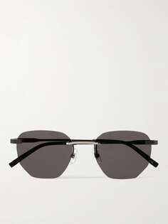 Золотистые солнцезащитные очки в металлической оправе без оправы D DUNHILL, черный