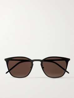 Солнцезащитные очки в металлической круглой оправе SAINT LAURENT EYEWEAR, черный