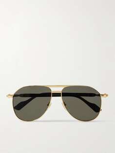 Золотистые солнцезащитные очки в стиле авиаторов с ацетатным покрытием GUCCI EYEWEAR, золотой