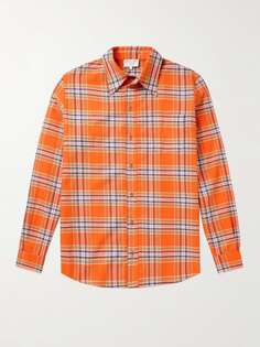 Хлопково-фланелевая рубашка в клетку COLLINA STRADA, апельсиновый