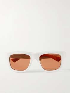 Солнцезащитные очки из ацетата квадратной оправы с резиновой окантовкой BOTTEGA VENETA EYEWEAR, белый