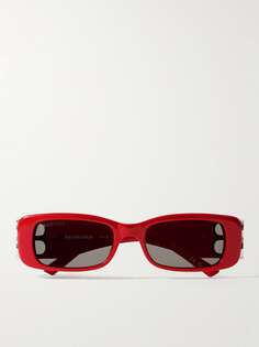 Солнцезащитные очки прямоугольной формы из ацетата и серебристого тона Balenciaga, красный