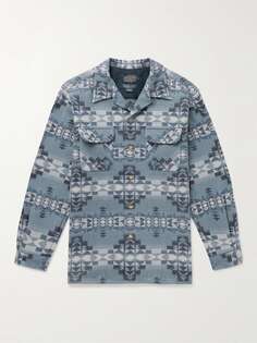 Рубашка Board Camp-Collar из натуральной шерсти и жаккарда PENDLETON, синий