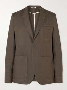 Неструктурированный льняной пиджак Theobald OLIVER SPENCER, коричневый