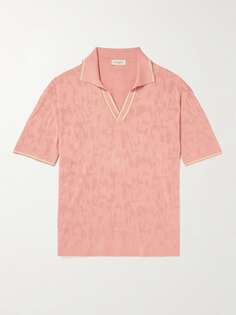 Полосатая рубашка-поло из хлопково-жаккардового жаккарда Piacenza 1733, розовый
