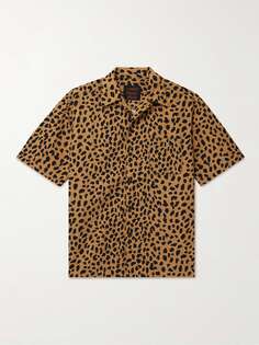 Рубашка Gramicci из нейлона с трансформируемым воротником и леопардовым принтом WACKO MARIA, бежевый